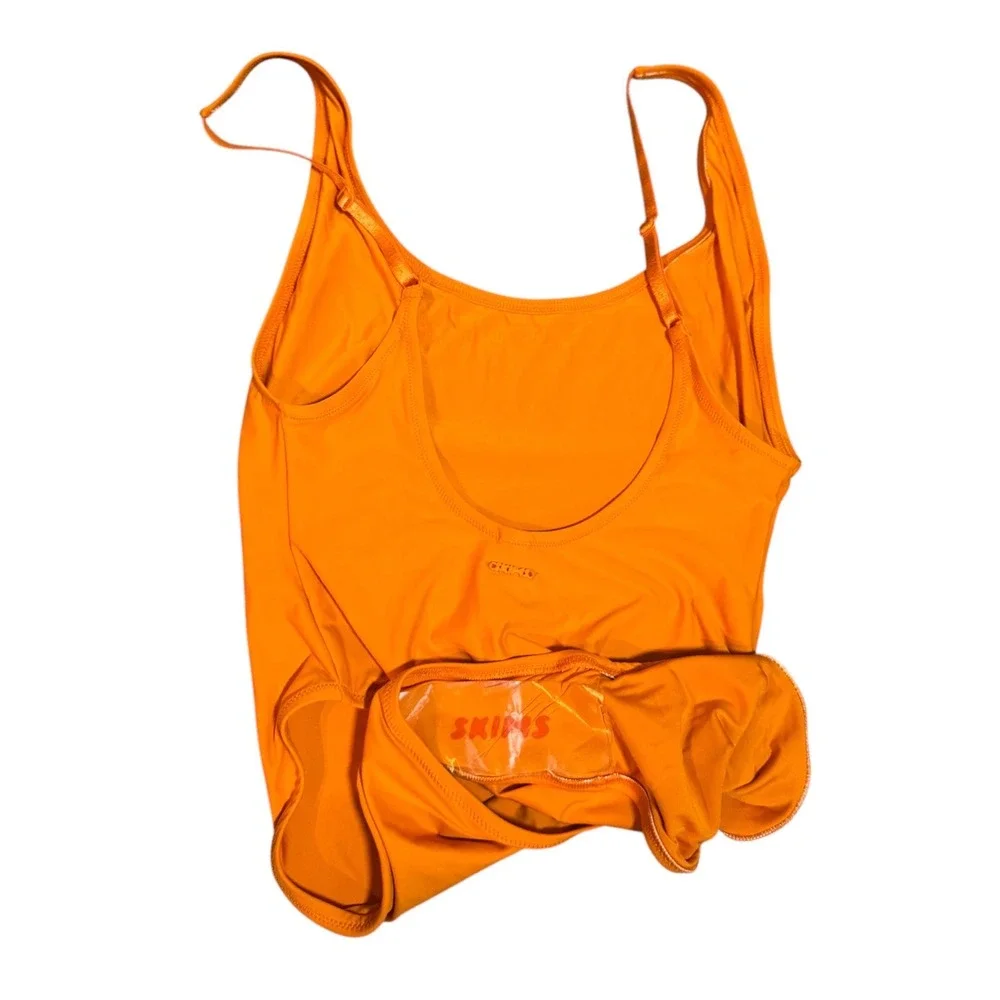 SKIMS Signature Swim Scoop Neck One Piece Tangerine Orange Medium NWT $90